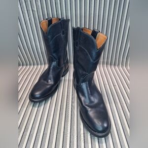 G.G. Roper Men's 11.5 Black Leather Western Roper Boots Pull On